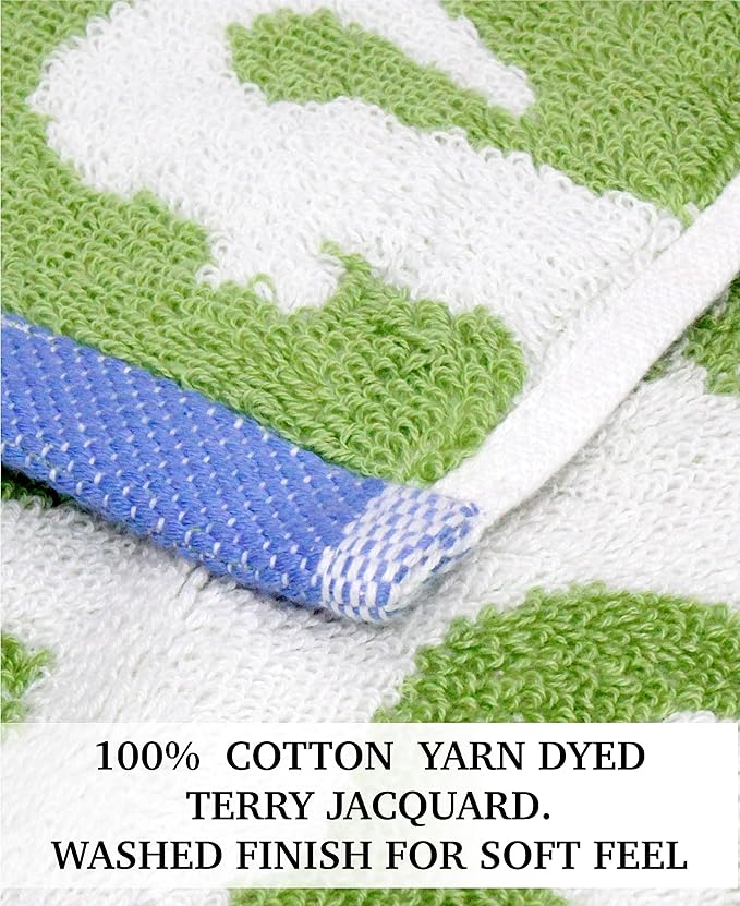 ORIGINAL KIDS Hand Towels - Bath Time in A While Crocodile Set of 6 Hand Towel - 100% Cotton Jacquard Super Soft Colorful Absorbent Quick Dry Easy Care Bathroom Face Towel Gift - 16 x 27 - Green Blue