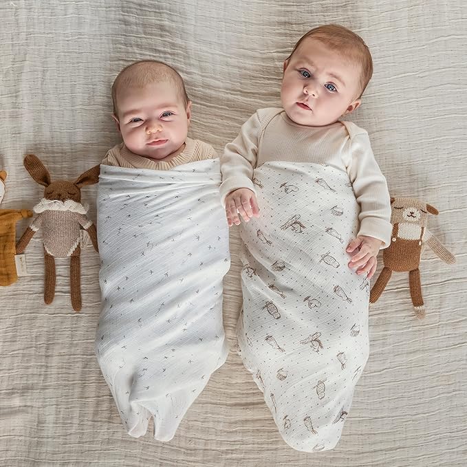 aden + anais Silky Soft Swaddle Blanket, Boutique Muslin Blankets for Girls & Boys, Baby Receiving Swaddles, Ideal Newborn & Infant Swaddling Set, Perfect Shower Gifts, 2 Pack, Healing Nature
