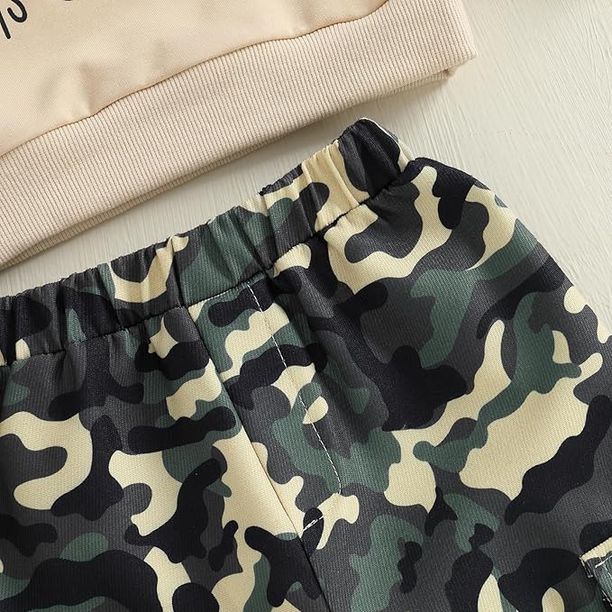 wdehow Toddler Kids Baby Boy Fall Outfits 1T 2T 3T 4T 5T Letter Print Long Sleeve Tops Camouflage Pants Winter Clothes Sets