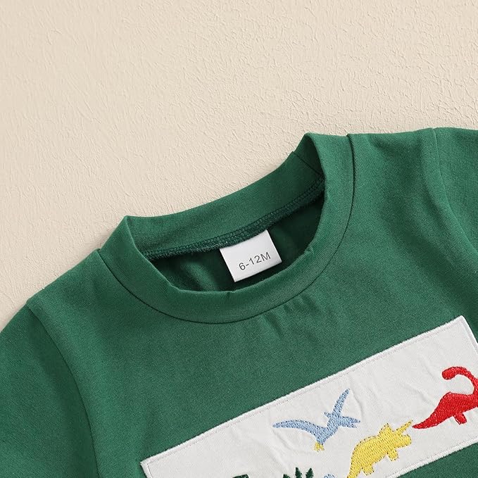 fhutpw Toddler Baby Boy Summer Clothes Tractor Letter Short Sleeve T-Shirt Tops Pockets Casual Shorts Set Infant Outfits