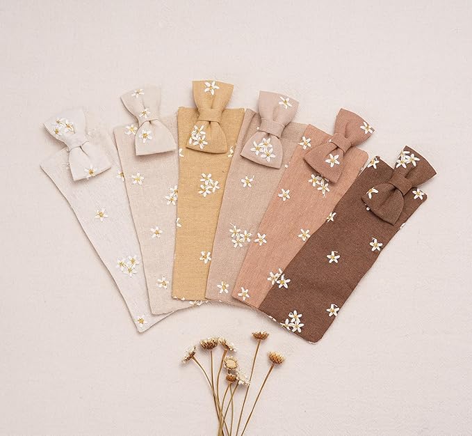 Baby Girl Hair Clips With Bow Holder 18 PCS Daisy Embroidered Hair Bow Handmdade Flower Bouquet,Fully Lined Alligator Clips,Hair Accessories for School Age Girls Toddler Kids by FANCY CLOUDS