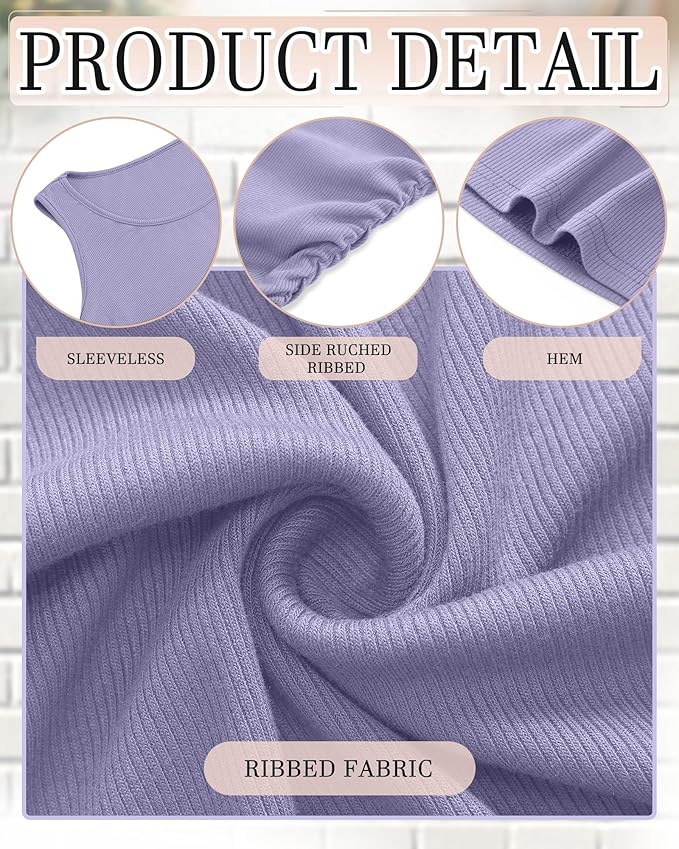 Riyiper 3 Pack Women's Maternity Tank Tops, Sleeveless Cotton Pregnancy Shirts Ribbed Knit Sides Ruched Basic Mama Clothes