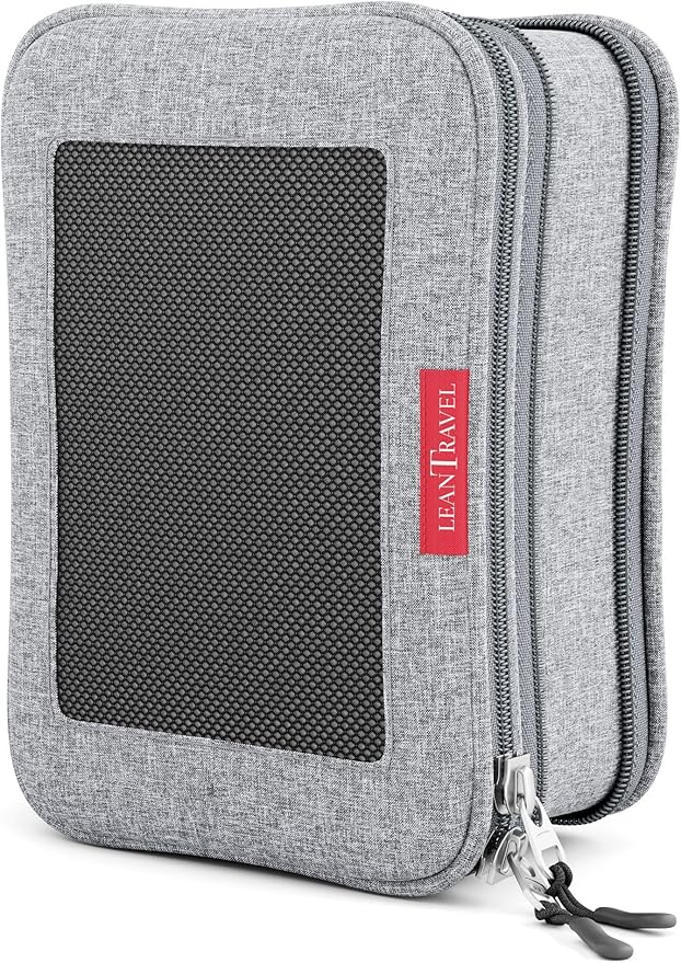 LeanTravel Premium Compression Packing Cubes for Travel - Luggage Organizers with Double Zipper - Sturdy Bags for Suitcase (1 Small Bag, Grey)