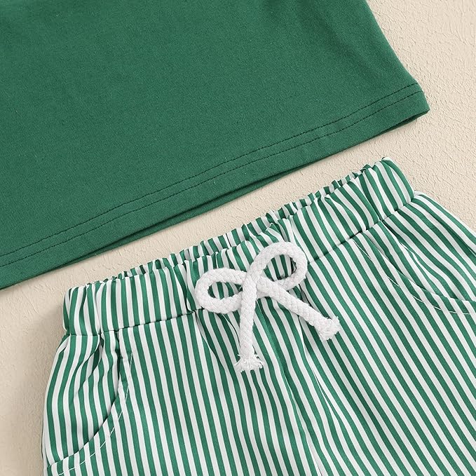fhutpw Toddler Baby Boy Summer Clothes Tractor Letter Short Sleeve T-Shirt Tops Pockets Casual Shorts Set Infant Outfits
