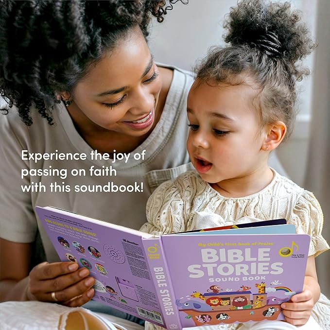 Bible Stories Christian Sound Books for Kids - 6 Bible Songs - Baptism, Christening, Dedication Gifts for Boys and Girls - Religious Toys, Music Books for Toddlers 1-3