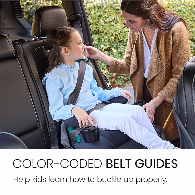 Britax UpNGo Backless Booster Car Seat, Lightweight and Portable Travel Booster with Slim Design and PosturePlus, Accommodates Kids up to 120 Lbs and 63” – Raven Black