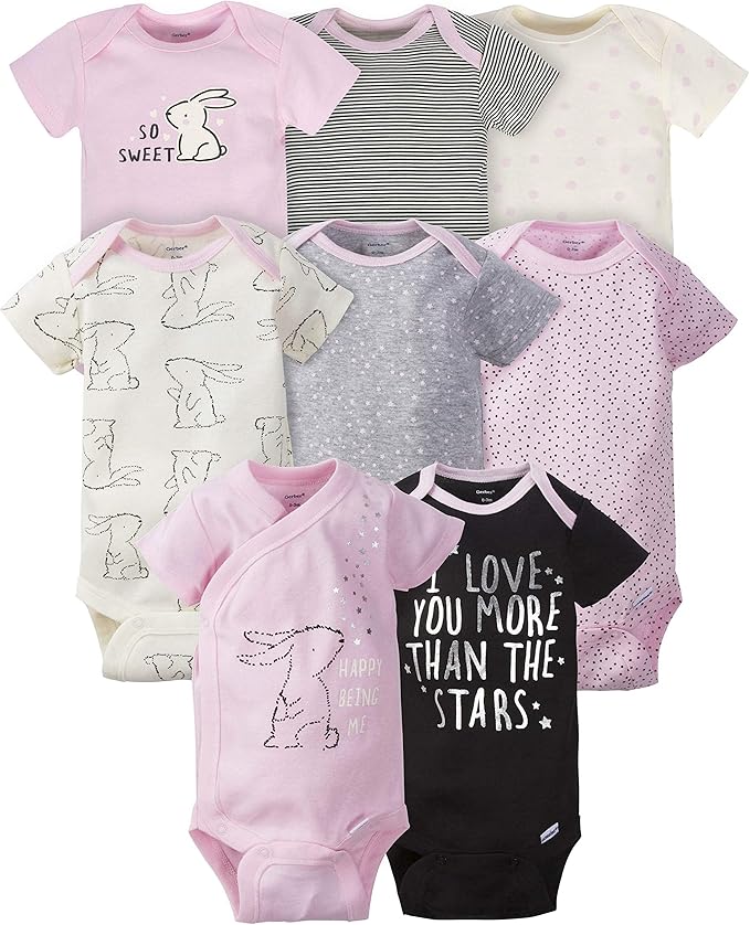 Gerber baby-girls 8-pack Short Sleeve Onesies Bodysuits