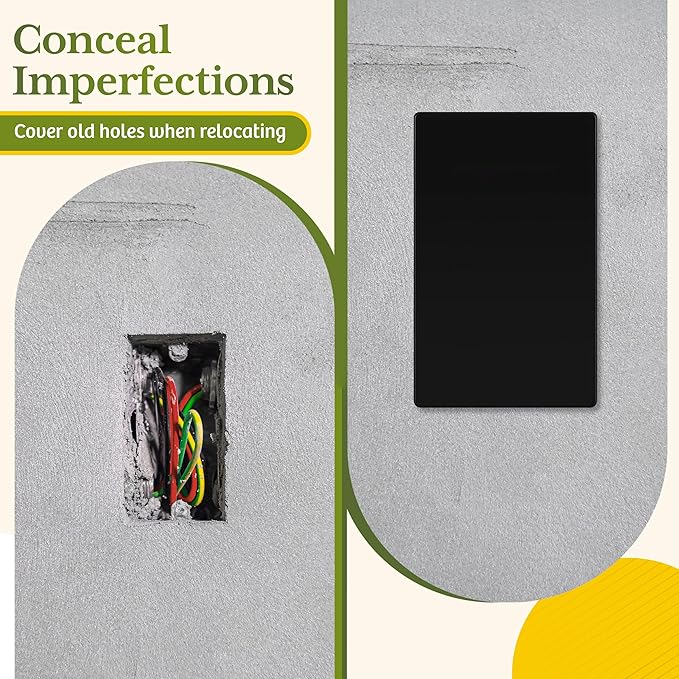 TG Screwless Blank Wall Plate, Child Safe Blank Device Outlet Cover, Standard Size, 1-Gang 4.68" x 2.93", Polycarbonate Thermoplastic, UL Listed, SP-B1-BK, Glossy, Black