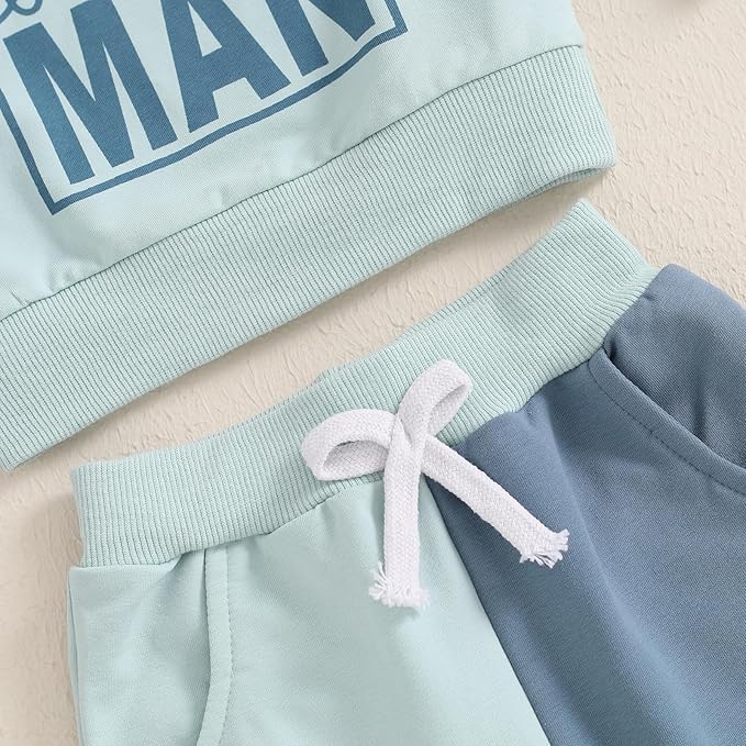 Toddler Boy Outfit Mama's Little Man Long Sleeve Sweatshirt And Pants Set Infant Baby Boy Fall Winter Clothes