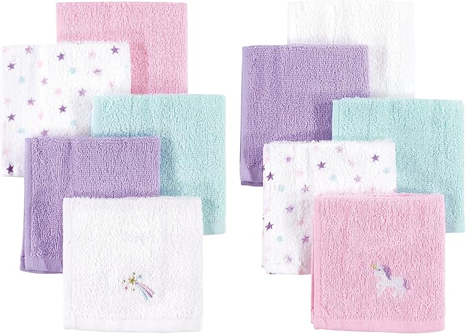 Hudson Baby Unisex Baby Super Soft Cotton Washcloths, Unicorn, One Size