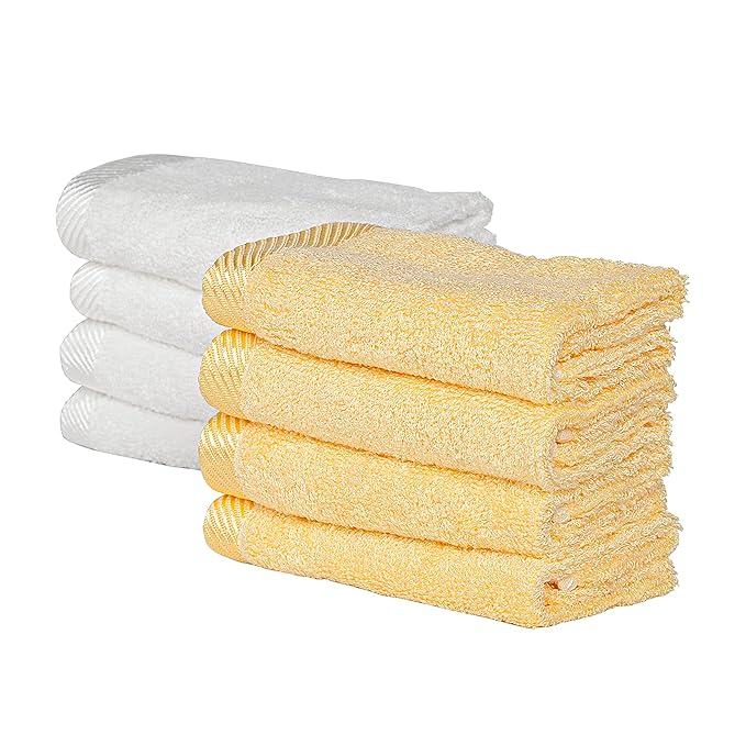 Sweet Child 8-Pack Baby Washcloths -Super Soft Rayon,Wash Cloths for Newborn,Infants and Kids, Bath Baby Towels, for Body and Face (Sunshine/White)