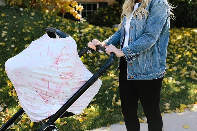 Copper Pearl Multi-Use Cover: Car Seat, Nursing, Stroller Cover - Stretchy Rayon Fabric, All-Season Use, Roxy