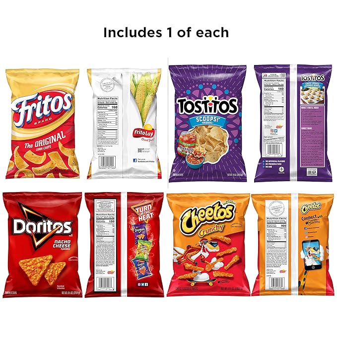 Frito Lay Big Bag Bundle, Classic Favorites Variety Pack, (Pack of 4)