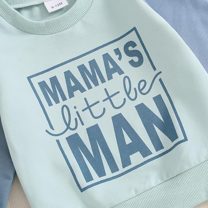 Toddler Boy Outfit Mama's Little Man Long Sleeve Sweatshirt And Pants Set Infant Baby Boy Fall Winter Clothes
