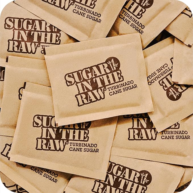 Sugar In The Raw Turbinado Cane Sugar Packets, 25 Ct Box, 12 Pack, Pure, All-Natural Turbinado Sugar, Non-GMO Project Verified, Kosher, Vegan and Gluten Free