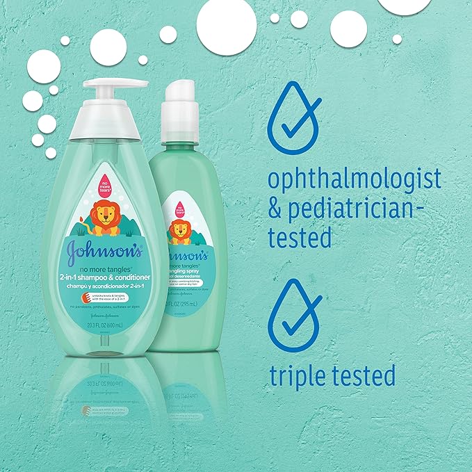 Johnson's 2-in-1 Shampoo & Conditioner, 20.3 fl. oz | Detangling Formula | For Kids | Tear-Free | Hypoallergenic