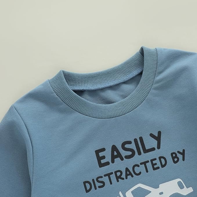 WZTYYDS Toddler Baby Boy Fall Clothes Letter Truck Long Sleeve Pullover Sweatshirt Tops Joggers Pants Set Winter Outfits