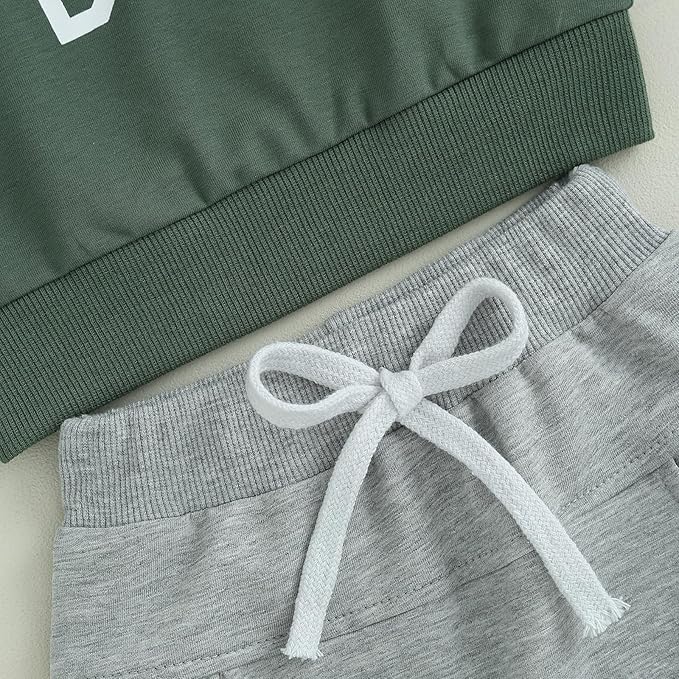 ZAXARRA Toddler Newborn baby boys Fall Outfits Long Sleeve Letter Print Sweatshirt Tops Pocket Pants Casual Clothing Sets