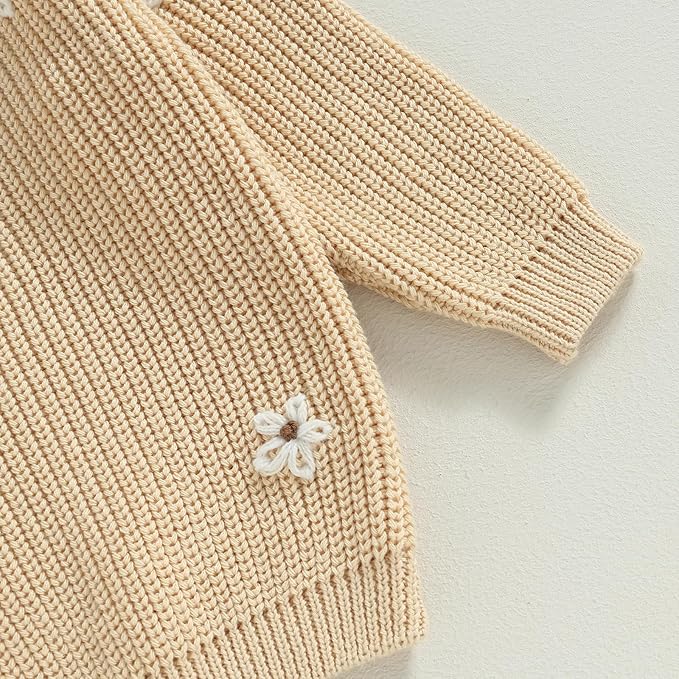 Mubineo Baby Girl Winter Clothes Cute Flower Sweater Crewneck Pullover Long Sleeve Knit Newborn Infant Sweaters