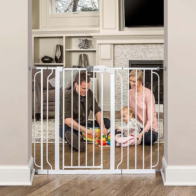 Regalo Safety Extra Tall and Wide Baby Safety Gate for Doorways & Bottom of Stairs, Pressure Mount Design for Babies 6-24 Months, Toddlers & Pets, Tested & Safe, American Designed, American Owned