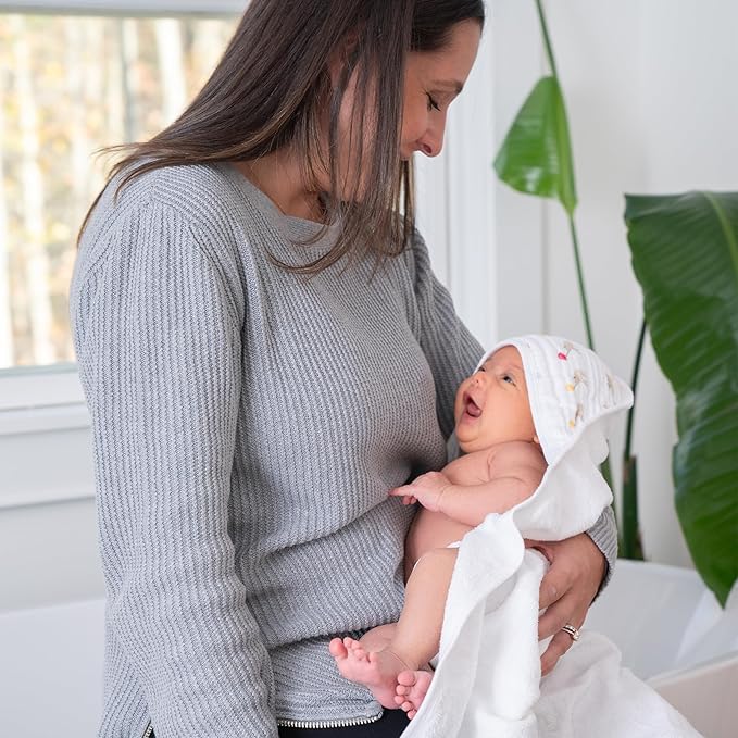 aden + anais Essentials Hooded Baby Bath Towel, Super Soft 100% Cotton, 2 Pack, Elephant Circus