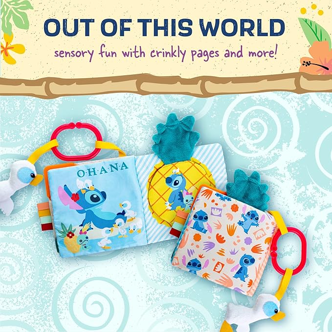 Kids Preferred Disney Baby Lilo & Stitch Soft Book: Stitch ON-The-GO Soft Book, Blue Medium