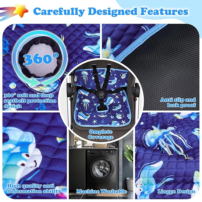 Babenest Car Seat Potty Protector Cover -Waterproof Carseat Training Liner for Baby &Toddler Shower Gifts, Dry Piddle Pee Pad with Fun Designs for Strollers & Infant Car Seats (2pcs Whale-Blue)