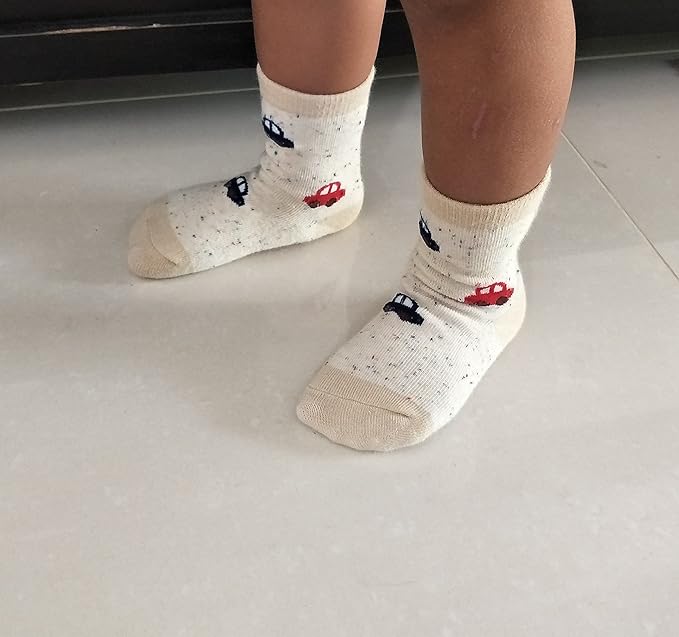 RATIVE Non Skid Anti Slip Crew Socks With Grips for Baby Infant Toddlers Kids Boys