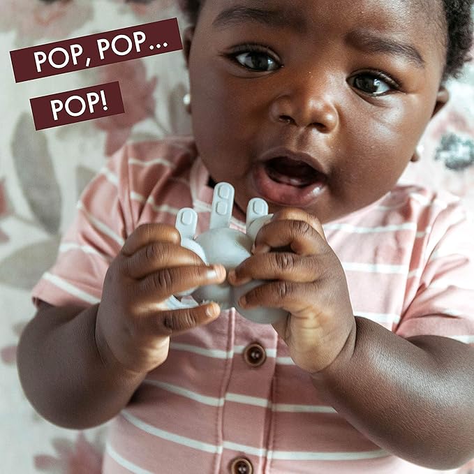 Doddle & Co. The Chew Teether with Poppable Bubbles | Toddler Teething Fidget Toy for Baby | Enhaces Oral Fit & Easy to Hold & Grab | Helps in Development for New Born Babies | Pack of 2 | Ant + Rain
