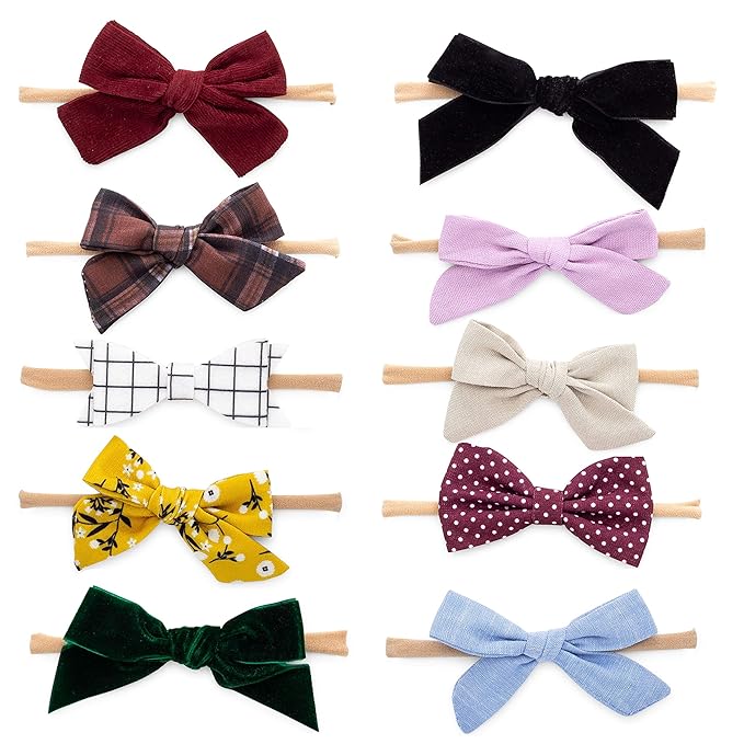 Parker Baby Girl Headbands and Bows, Assorted 10 Pack of Hair Accessories for Girls - "The Anne Set"
