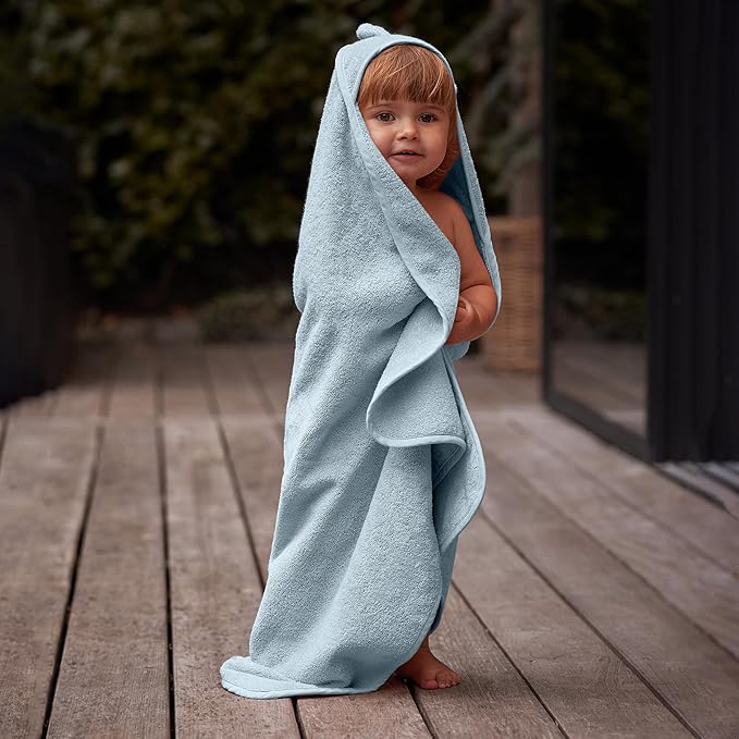 Baby Hooded Towel – Organic Cotton Baby Bath Towels – Baby Towels, Baby Bath Towels for Baby Boy, Baby Girl, 32" x 32" Super-Soft and Absorbent Baby Towels for Newborn (Bear - Baby Blue)