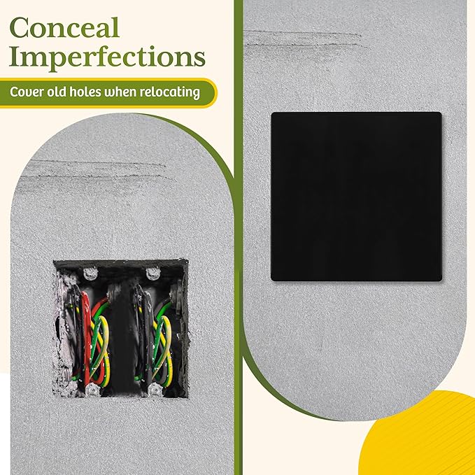 TG Screwless Double Blank Wall Plate, Child Safe Two Gang Blank Device Outlet Cover, Standard Size, 2-Gang 4.68" x 4.73", Polycarbonate Thermoplastic, UL Listed, SP-B2-BK, Glossy, Black