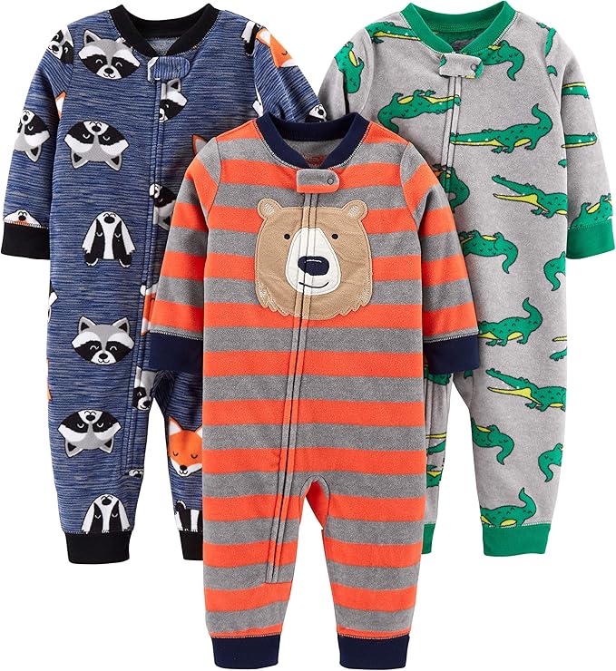 Simple Joys by Carter's baby-girls 3-pack Loose Fit Flame Resistant Fleece Footless Pajamas
