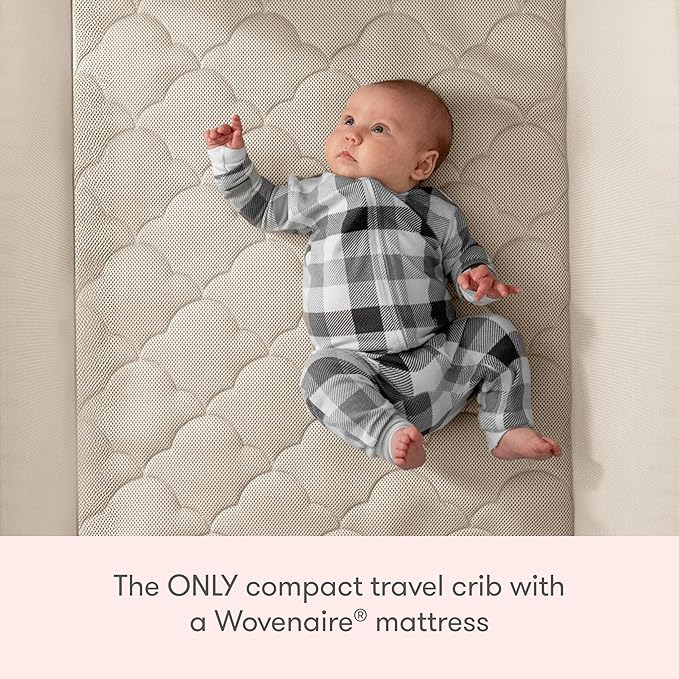 Newton Baby Compact Travel Crib & Play Yard | Breathable & Washable Mattress, Foldable Carry-On Size, Backpack Straps, Newton Bassinet Attachment NOT Compatible - Sand