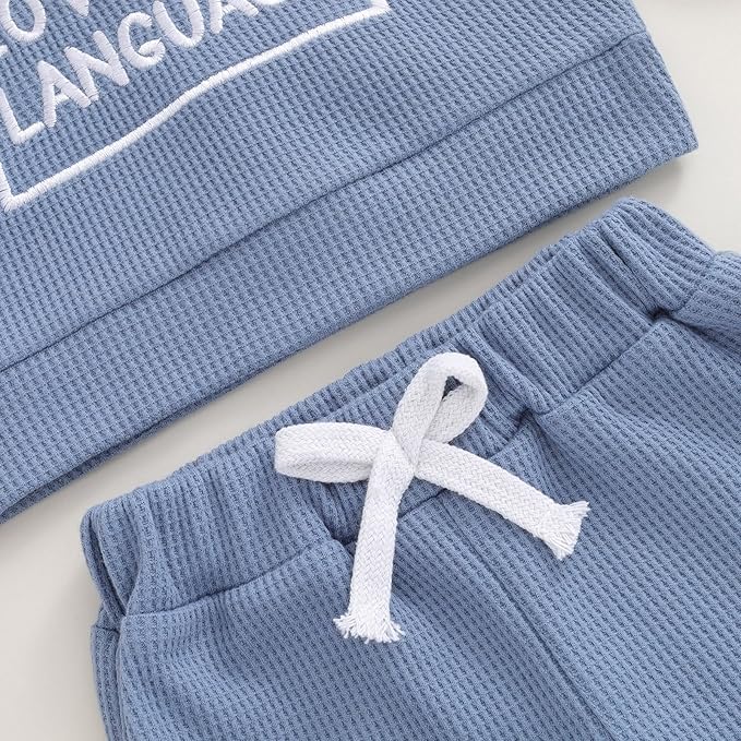 Infant Baby Boy Fall Clothes Set Funny Letter Sweatshirt Pant Outfit Toddler Winter Clothes 6 12 18 Months 2T 3T