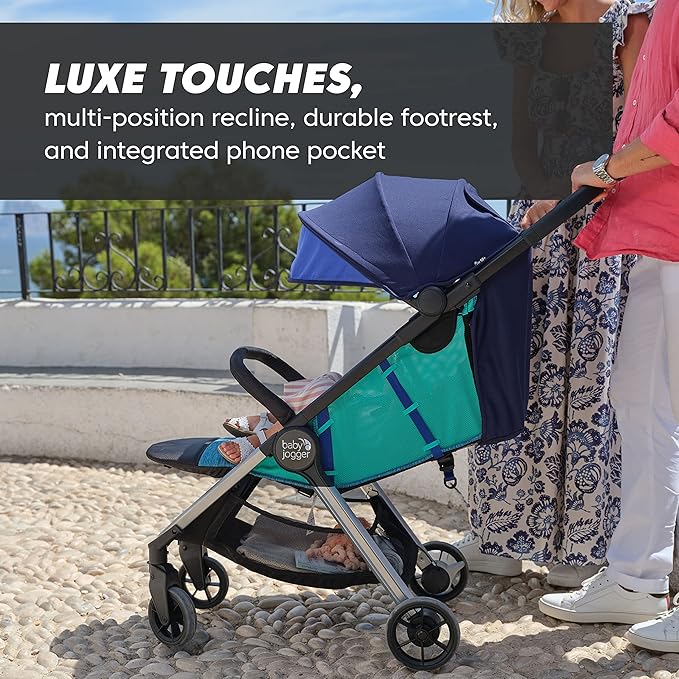 Baby Jogger City Tour 2 Ultra-Compact Carry-On Approved Travel Stroller in Coastal with Belly-Bar Lightweight Easy Fold Ideal for Traveling and Everyday Adventures