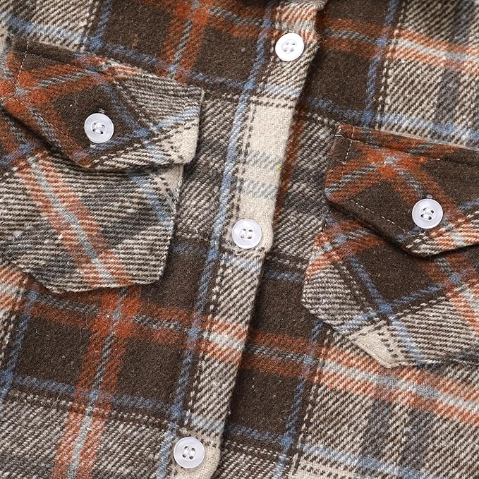 YOUNGER STAR Toddler Kids Boys Girls Flannel Hooded Plaid Shirt Button Baby Red Clothes
