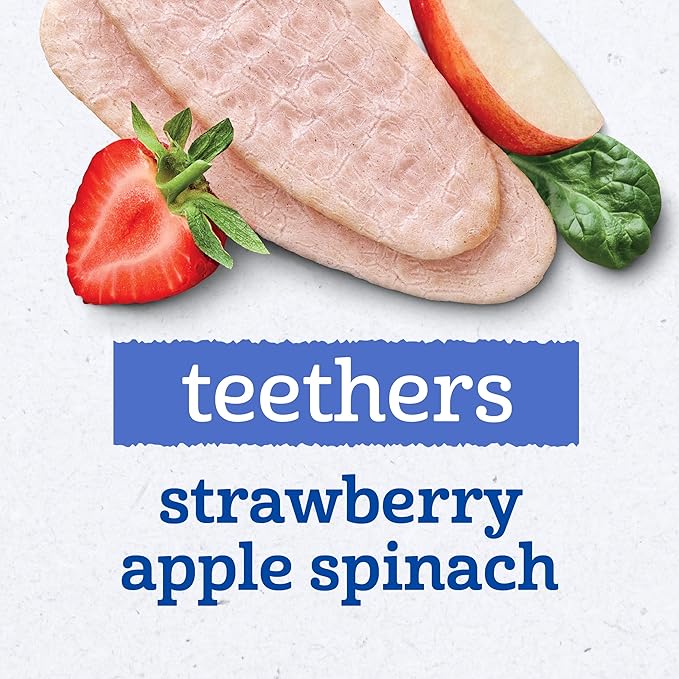 Gerber Teethers, Strawberry Apple Spinach Gentle Teething Wafers, Baby Teething Snacks, 6PK