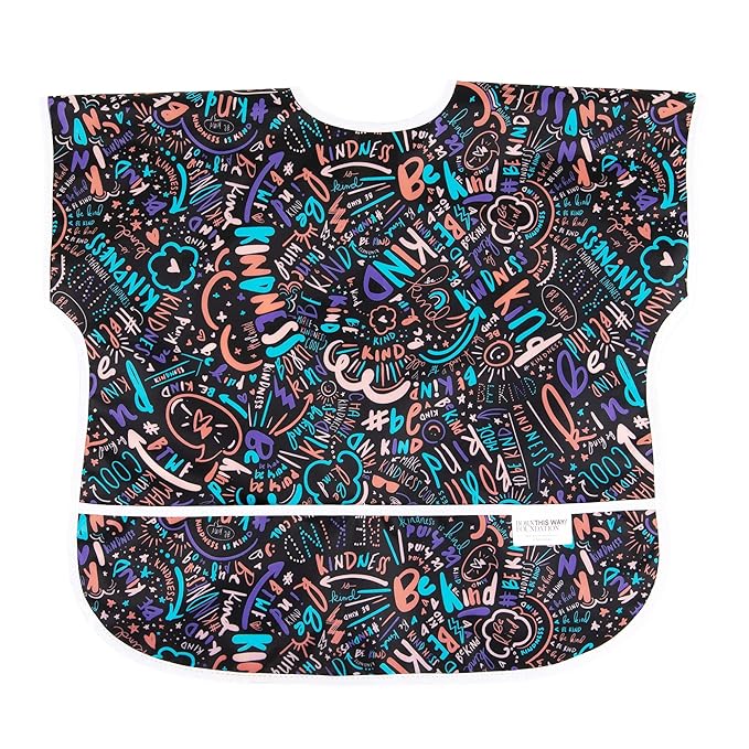 Bumkins Short Sleeve Bib for Girl or Boy, Toddler and Kids for 1-3 Years, Large Size, Essential Must Have for Junior Children, Eating, Mess Saving Soft Fabric Apron for Play, Born This Way
