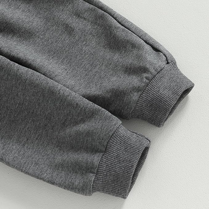 Toddler Baby Boy Clothes Solid Color Long Sleeve Crewneck Sweatshirt Top Casual Pants Set 2Pcs Fall Winter Outfits