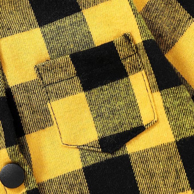 YOUNGER STAR Toddler Kids Boys Girls Flannel Hooded Plaid Shirt Button Baby Red Clothes