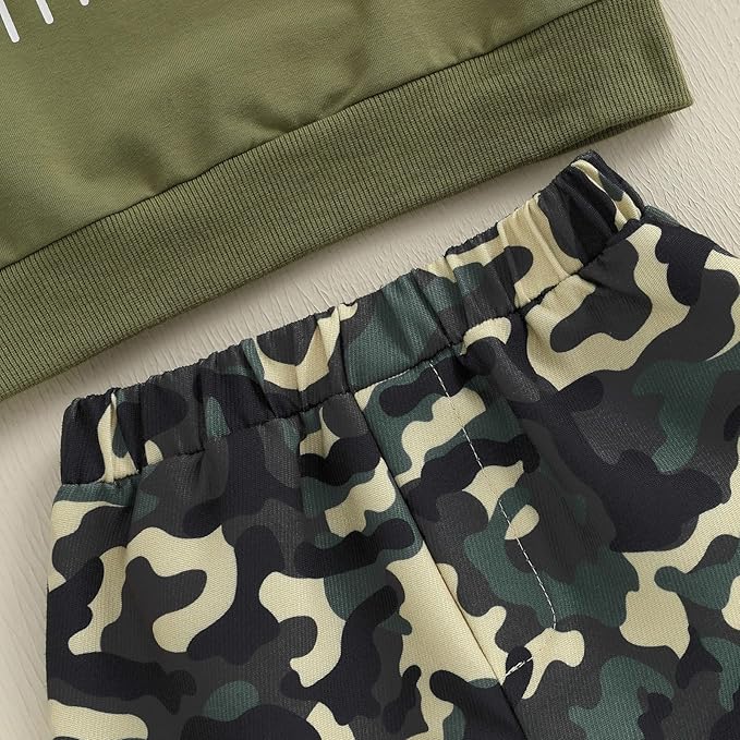 wdehow Toddler Kids Baby Boy Fall Outfits 1T 2T 3T 4T 5T Letter Print Long Sleeve Tops Camouflage Pants Winter Clothes Sets
