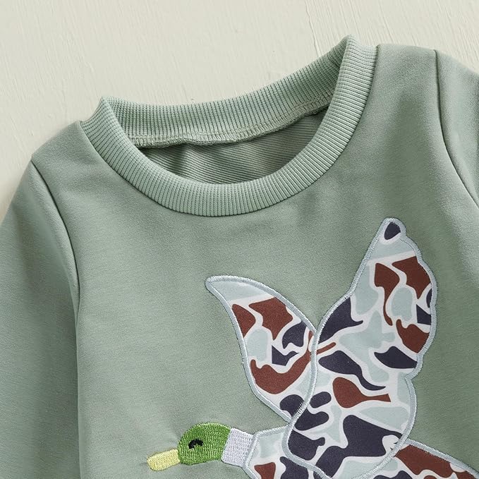 Toddler Boy Fall Winter Clothes Baby Camo Hunting Outfits Retro Pullover Sweatshirts + Camouflage Pants Set