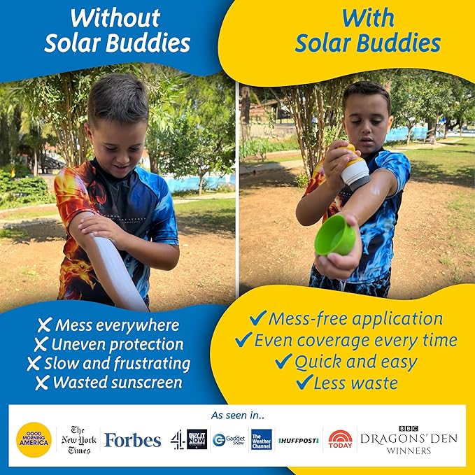 Blue Bag Bundle Set For Solar Buddies Refillable Roll On Sunscreen Suncream Applicator Bag Bundle With Applicator Carabina Clip For Families, Kids, Adults, Travel Set