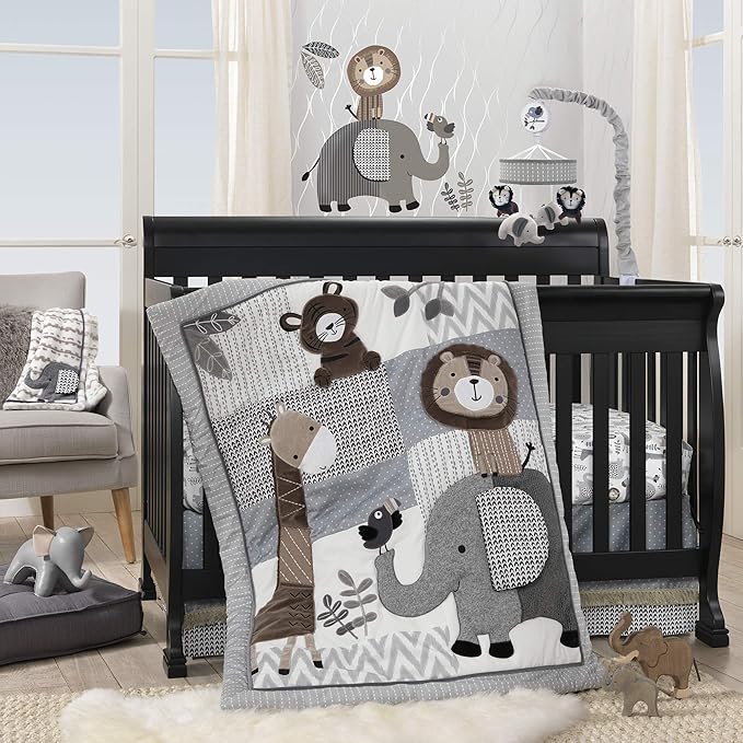 Lambs & Ivy Urban Jungle Gray/White Baby Changing Pad Cover