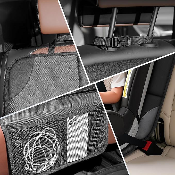 Car seat Protector 2 mesh Pocket Waterproof car seat Covers, Universal Size, Baby, pet, Children's car seat Protector, Anti Slip Bottom (2 Pieces)