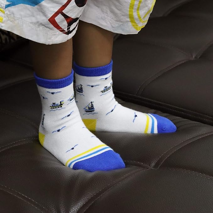 RATIVE Non Skid Anti Slip Crew Socks With Grips for Baby Infant Toddlers Kids Boys