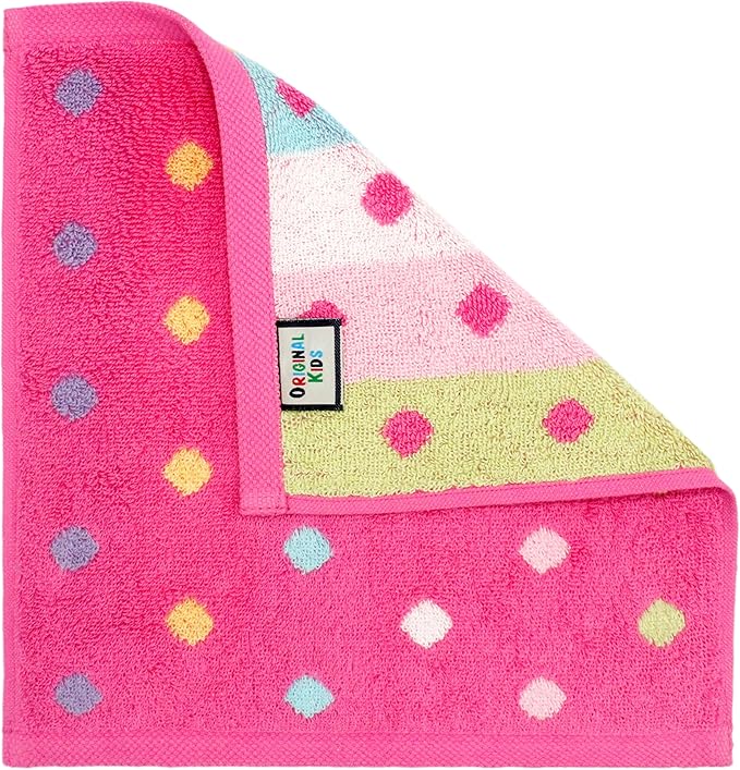 ORIGINAL KIDS Wash Cloth - Bath Time Sugar and Spice Set of 12 Washcloths - 100% Cotton Jacquard Super Soft Colorful Absorbent Quick Dry Easy Care Face Towel Face Cloth Gift - 12x12 - Pink Multicolor