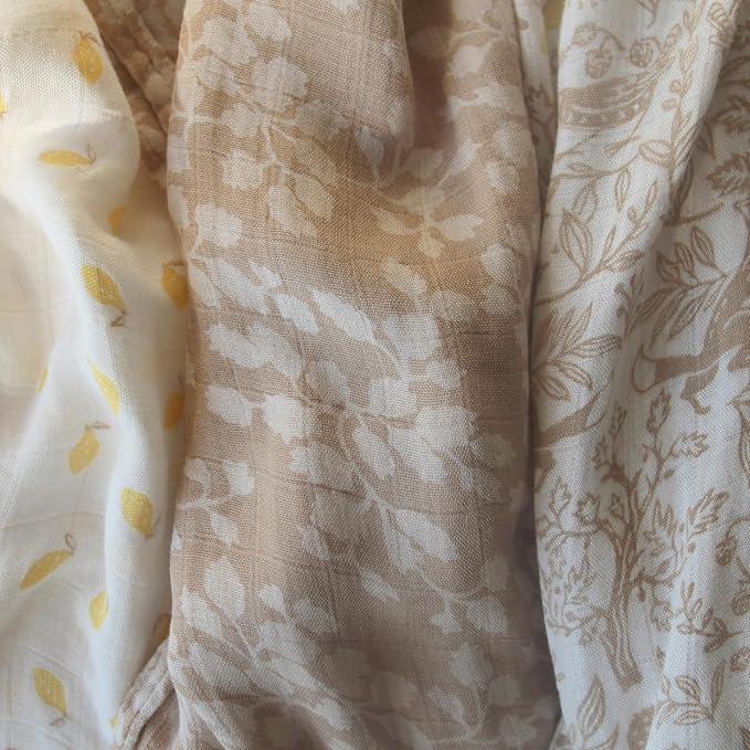 aden + anais Silky Soft Swaddle Blanket, Boutique Muslin Blankets for Girls & Boys, Baby Receiving Swaddles, Ideal Newborn & Infant Swaddling Set, Perfect Shower Gifts, 3 Pack, Natural Woodland