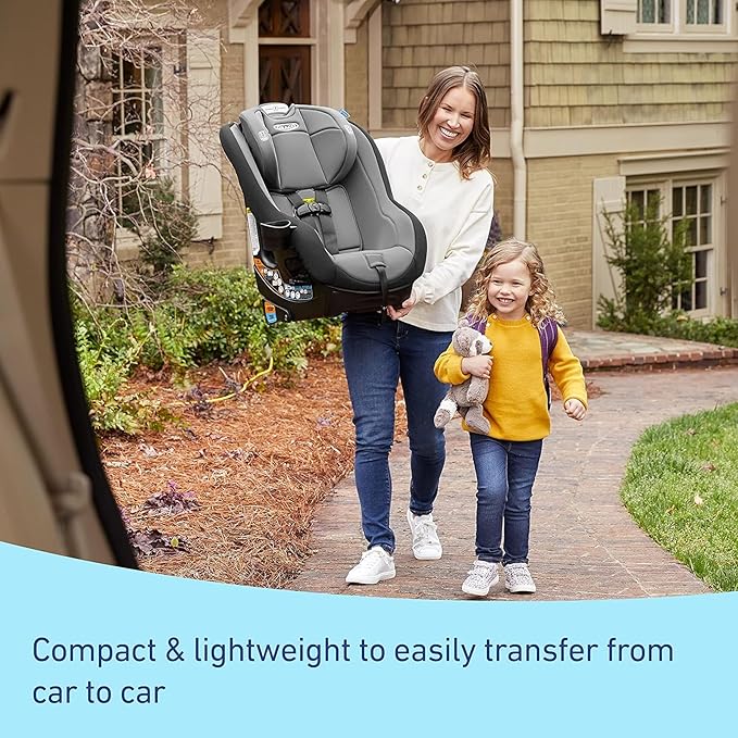 Graco Contender Slim Convertible Car Seat, West Point, Lightweight Travel Car Seat with Compact, Space-Saving Design, Rear-Facing 5–40 lbs, Forward-Facing 22–65 lbs, Easy to Transfer, FAA Approved